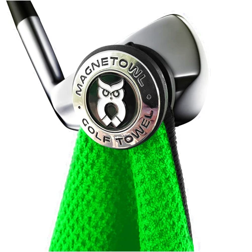 MagnetOwl Magnetic Golf Towel Clip (Turn Any Golf Towel Magnetic) - with 2 Removable Ball Markers - Highest Strength Magnet - Removable and Resuable Towel Magnet - (Black)