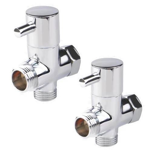 Tsinghwang 2 Pack Solid Brass 3-way G1/2 Shower Diverter,Polished Chrome Diverter Valve for Hand Shower and Fixed Shower Head,Shower System Replacement Adapter