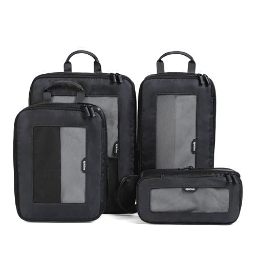 EPICKA TripCozy Compression Packing Cubes - 4 Set Durable Travel Organizer Bags with Mesh Top, Expandable Travel Accessories for Carry on, Luggage, Suitcase, Backpack (Dark Grey)