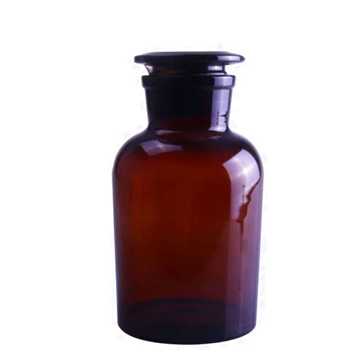 Deschem 1000ml Lab Amber Glass Reagent Bottle 1L Wide Mouth,Brown Flask With Ground Stopper