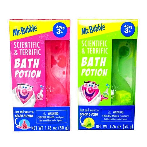 Mr. Bubble The Original Kids Bath Bomb Potions, Colorful Fizzy Fun, Cool Foam and Bubble Science Beaker for the Bath (Pack of 2)
