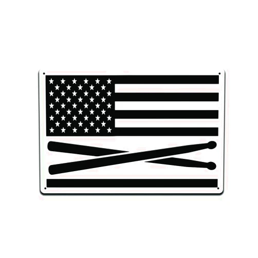 Generic American Flag Drum Sticks 12 X 8 Metal Tin Sign Décor Vintage Band Rock Drum Punk Pop Guitar Metal Country Music Instrument Musical Singer DJ Acoustic Studio Jazz Sing MS125