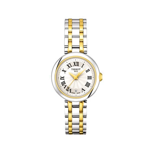 Tissot Womens Bellissima Small Lady 316L Stainless Steel case with Yellow Gold PVD Coating Quartz Watch, Grey/Yellow, Stainless Steel, 4 (T1260102201300)