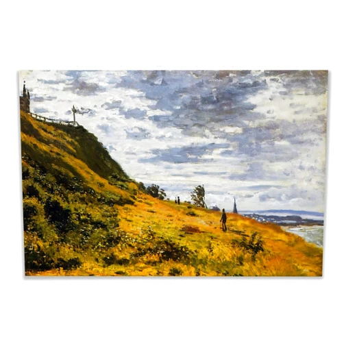 Monet Wall Art Collection Canvas Taking a Walk on The Cliffs of Sainte Prints Wrapped Gallery Wall Art | Stretched and Framed Ready to Hang, 12X18