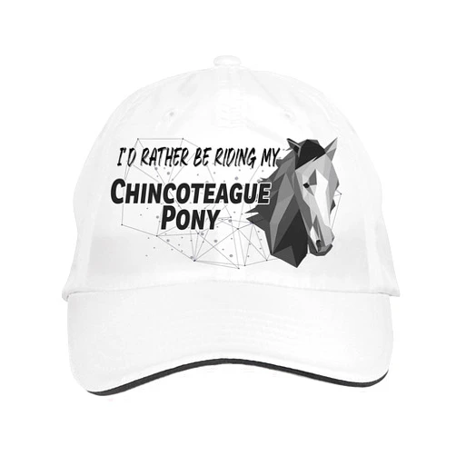 Makoroni - I'd Rather BE Riding My Chincoteague Pony Hat Adjustable Cap, DesH22 White