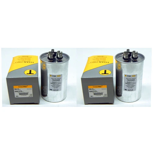 Generic 2 Pack Titan Pro TRCFD505 50/5 MFD 50 + 5 HVAC Round Dual Motor Run Capacitor 50/5 MFD/UF440/370 Volts for Central AIR CONDITIONERS A/C Packard
