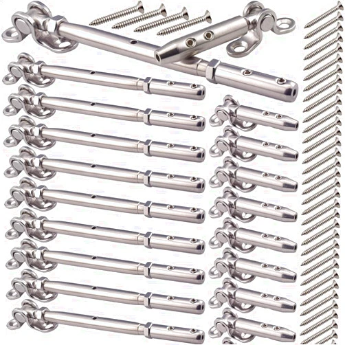 Iutuuk Stainless Steel Cable Railing Hardware Kit for Wood Post 1/8