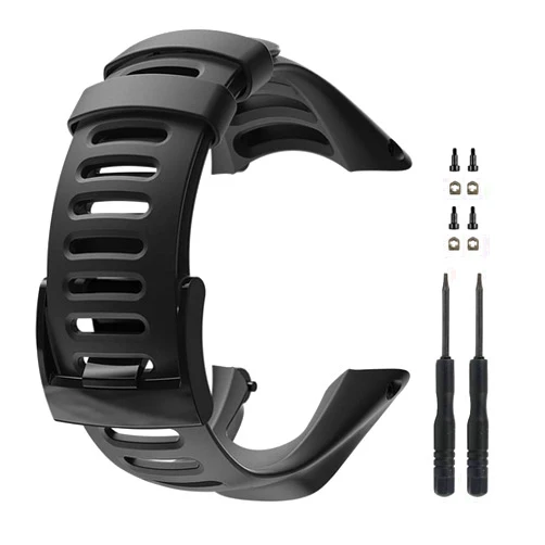Picowe Watch Band Strap, All Black Replacement Strap Compatible with Suunto Ambit 1/2/2S/2R/3 Sport/3 Run/3 Peak (With Screws)