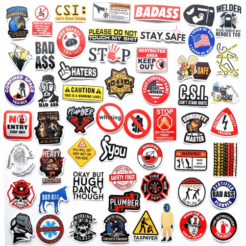 HiroKun 100Pcs Funny Hard Hat Stickers Hilarious Stickers for Construction Worker Welder Carpenter Plumber Foreman