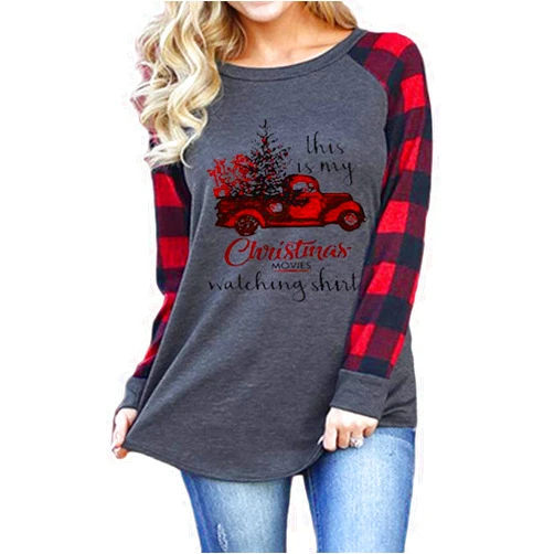 Zarmfly Women's Merry Christmas Shirts This is My Christmas Movie Watching Shirt Gnome Plaid Long Sleeve Raglan Baseball Tee Tops