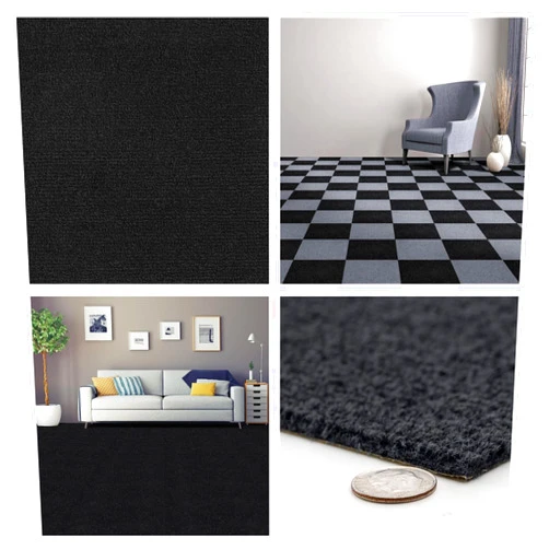 WALLBERRY Premium Self-Adhesive Floor Covering, Low Maintenance, and Budget-Friendly Ribbed Floor Carpet Tiles 30 Cm X 30 Cm x 6mm x 20 Tiles (Area Cover 20 Sq. Feet)(Pack of 20)