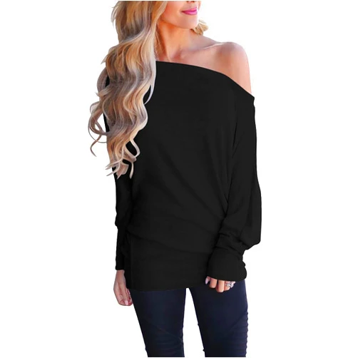 Lacozy Women's Off Shoulder Long Sleeve Oversized Pullover Sweater Knit Jumper Loose Tunic Tops