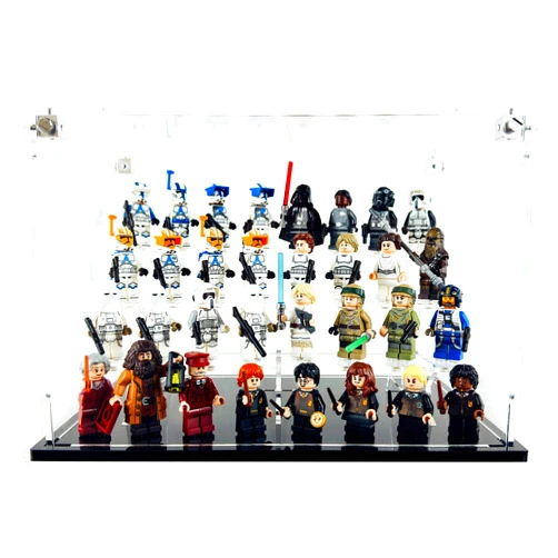 Generic Display Case for 32 Minifigures Display Solution for Brick Minifigure Mini Figures Dust Protection Acrylic Plexiglass Storage Box Stand Podium DIY