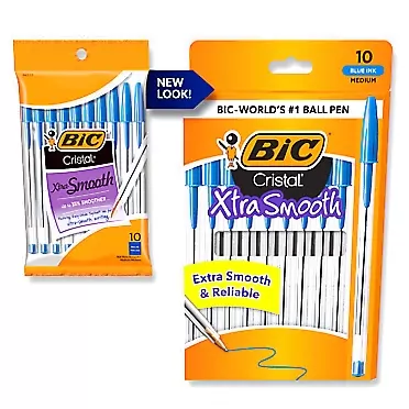BIC Cristal Xtra Smooth Ballpoint Pen, Medium Point (1.0mm), Blue, 10-Count 10 Count Blue