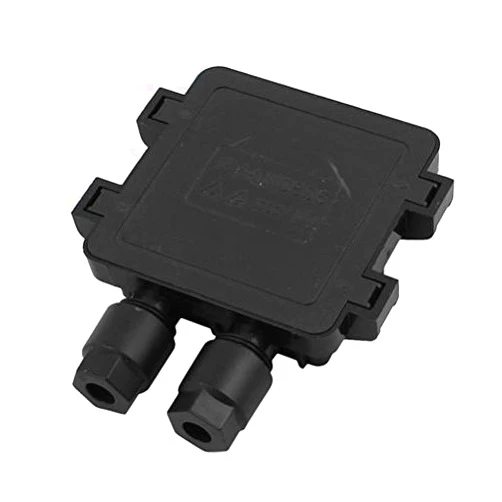 Fuxell Wire Cable 60mmx60mmx17.5mm ABS Plastic Junction Box with 2 Cable Gland Black
