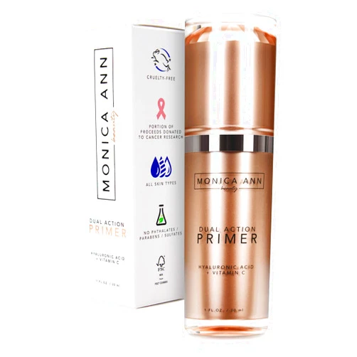 Monica Ann Beauty Dual-Action Face Primer - 30 mL | Hydrating Makeup Primer With Vitamin C & Hyaluronic Acid | Smoothing Translucent Matte Pore Minimizer | Foundation Primer For Any Skin Tone