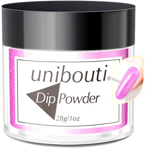 Unibouti Upgrade Hot Pink Pearl Dip Powder Nail Color Refills, 1oz/28g, Unibouti Pro Dipping Powder System for Nail Art DIY at Home/Salon