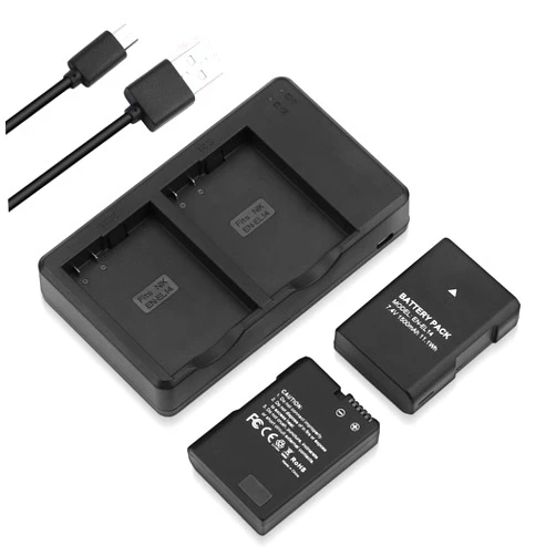 Dutyone EN-EL14 EN EL14A Battery USB Charger and 2-Pack Rechargeable Batteries Replacement Compatible with Nikon D3100 D3200 D3300 D3400 D3500 D5100 D5200 D5300 D5500 D5600 DF Coolpix P7000 P7100 P7700 P7800
