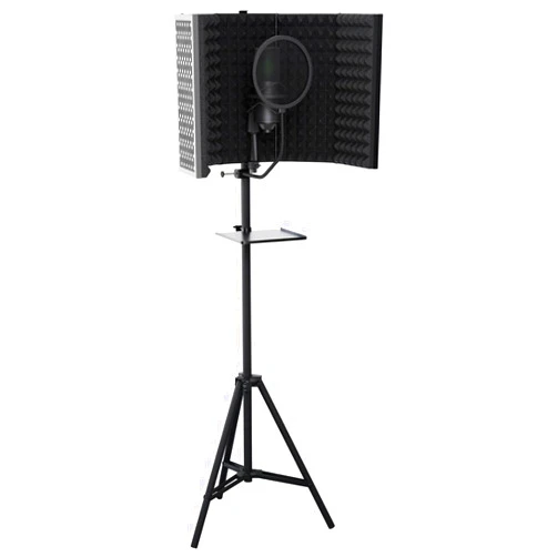 Audiosoul Professional Recording Microphone Isolation Shield - High-Density Acoustic Foam, Adjustable Foldable Design, Portable Sound Absorbing Panel for Studio Recording and Voiceovers