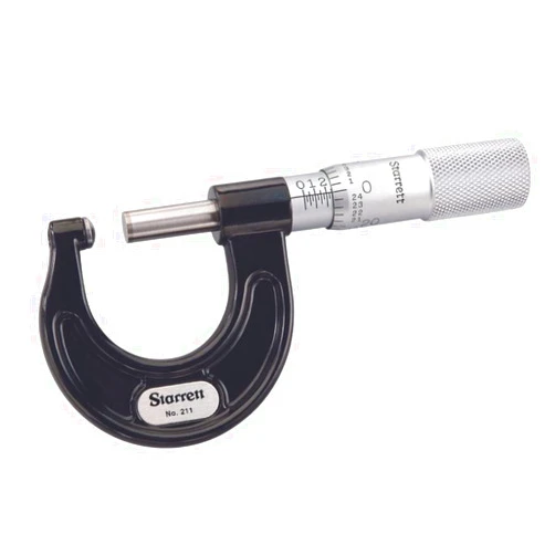 Starrett Rounded Anvil Outside Micrometer with One-Piece Spindle, Satin Chrome Finish and Advanced Sleeve Design - Quick and Easy Adjustment, 0-1