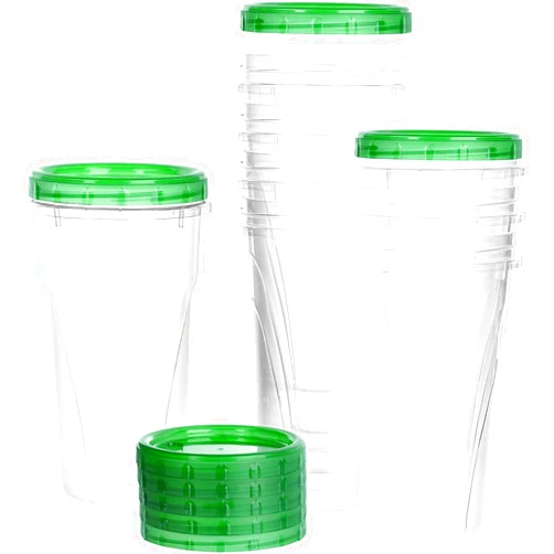 EcoQuality 48 oz Clear Twist Top Storage Deli Containers with Leak Proof Lids Green - BPA Free Snack Containers Airtight Reusable Plastic Food Storage Canisters with Twist Seal Caps, Food Storage, Meal Prep, Freezer, Kitchen Organizer, Stackable, Reusable (12)