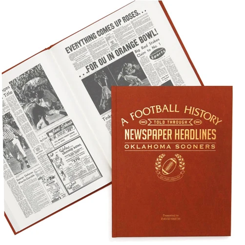 Signature gifts Personalized College Football Newspaper History Book, A3 Large Deluxe Hardcover - College Football Fan, Alumni, Students Keepsake Gift