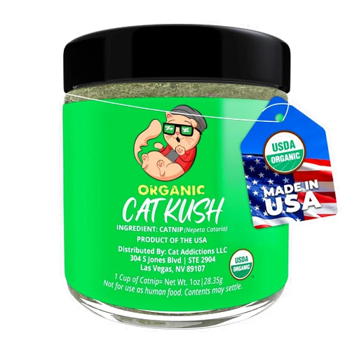 Cat Kush Organic Catnip by Cat Kush, Safe Premium Blend Perfect for Cats, Instilled with Maximized Potency your Kitty is Guaranteed to Go Crazy for! (1 Cup)