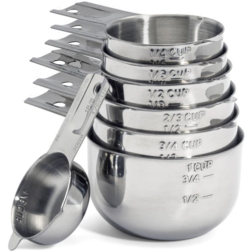 Hudson Essentials Stainless Steel Measuring Cups Set - Stackable Set with Spout