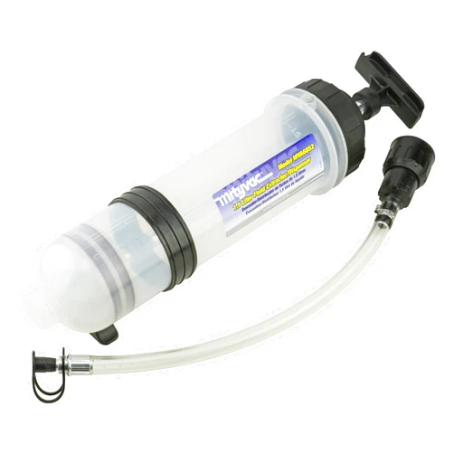 Mityvac MVA6852 1.5 Liter Fluid Evacuator Extractor and Dispensing Syringe, Twist-Valve, Dual-Seal Piston, MVA7218 Rubber ATF Adapter, for Master Cylinders, Transaxles, Power Steering and Coolant