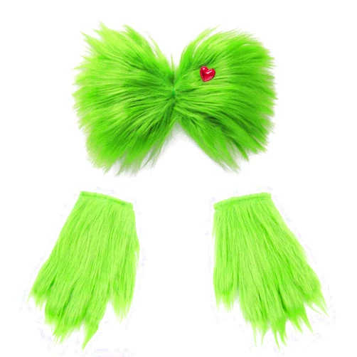 Glynisyz Christmas Green Bow Hair Clip, Green Gloves Women Girls Costume Accessories Christmas Hair Clip Tree Decorations