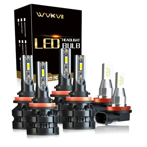 WVKVII Compatible For Nissan Altima 2007-2018 LED Headlights, H9 High Beam + H11 Low Beam + H8 Fog Light Bulbs, 6500K White Light, Plug n Play, 6 Bulbs