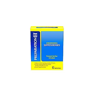Preparation H Hemorrhoidal Suppositories 12 ea (Pack of 3)