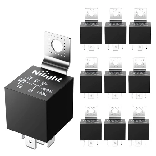 Nilight 10 Pack SPDT Bosch Style Electrical Relays 12V 30/40 Amp 5-Pin Switch for Automotive Truck Marine Boat,2 Years Warranty