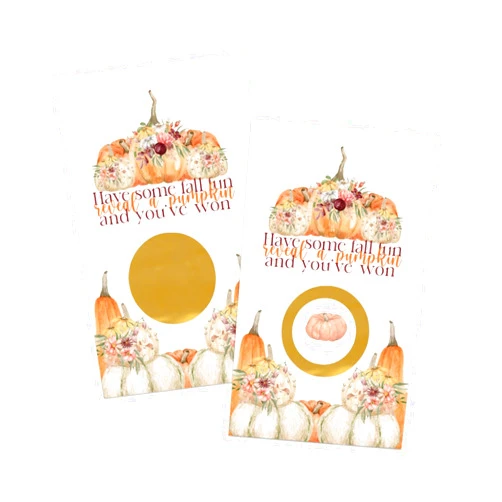 Paper Clever Party Rustic Pumpkin Scratch Off Cards 30 Pack - Thanksgiving Party Games for Adults, Fall Showers, Raffle Tickets, Friendsgiving Favors