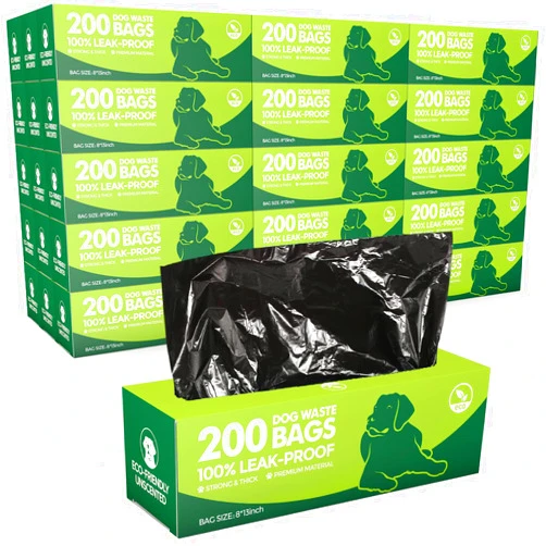 Sherr 10 Boxed Rolls 2000 Counts Dog Poop Bags Bulk Leak Proof Dog Waste Bags Doggy Poop Bags Pet Waste Bags for Puppy Pets Outdoor Walking and Travel, 10 Rolls of 200, Black