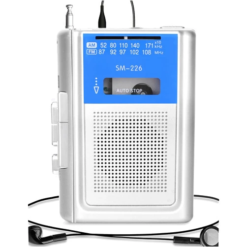 SEMIER Small Cassette Player Recorder, Portable AM FM Vintage Tape Cassette Player with Big Speaker and Headphones, Built-in Microphone, Powered by DC or AA Battery for Walking