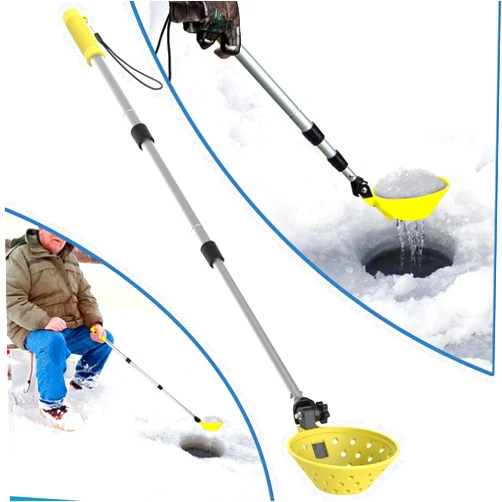 Huntury Retractable Ice Fishing Scoop Skimmer, Ice Scooper, Long Length, and Larger Spoon, No More Bending Over to Scoop Out Ice While Ice Fishing, Ice Fishing Gear