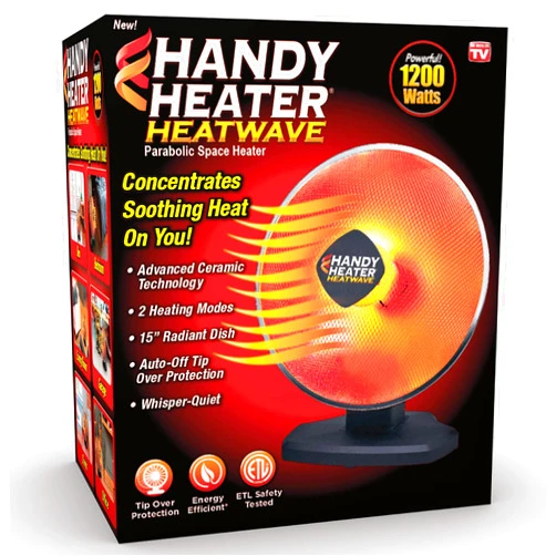 Ontel Handy Heater Heatwave Parabolic Space Heater with Ceramic Heating Technology