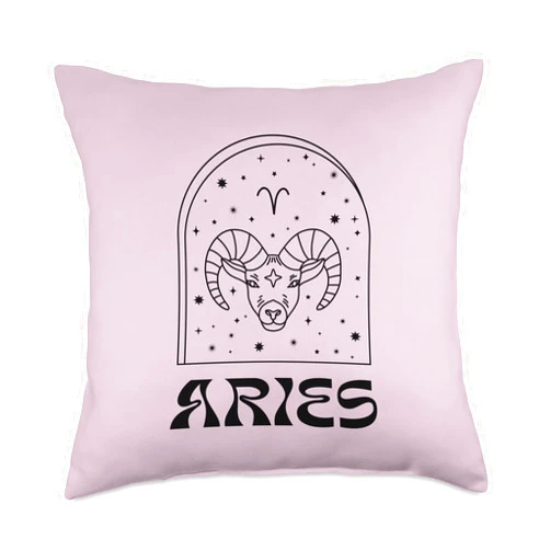 PinkPunkPrints.com Aries Zodiac Astrology (Light Edition) Throw Pillow, 18x18, Multicolor