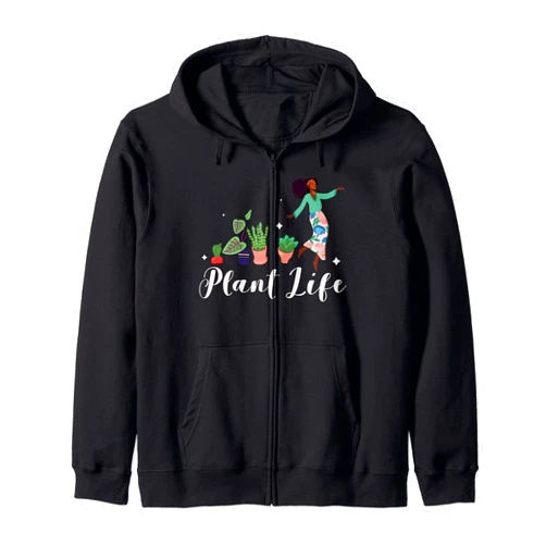 Teeda Wee Plant Lady Living Her Best House Plant Life Zip Hoodie