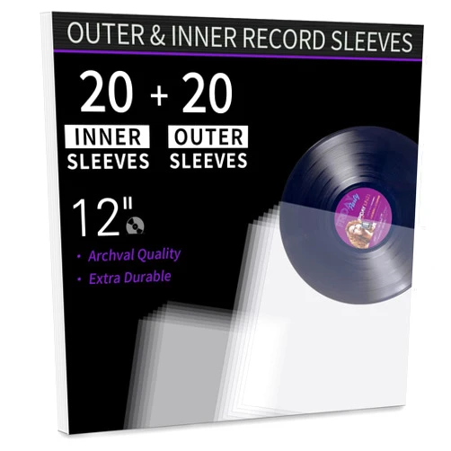 COIDEA Vinyl Sleeves Inner & Outer, 20 Anti Static 12