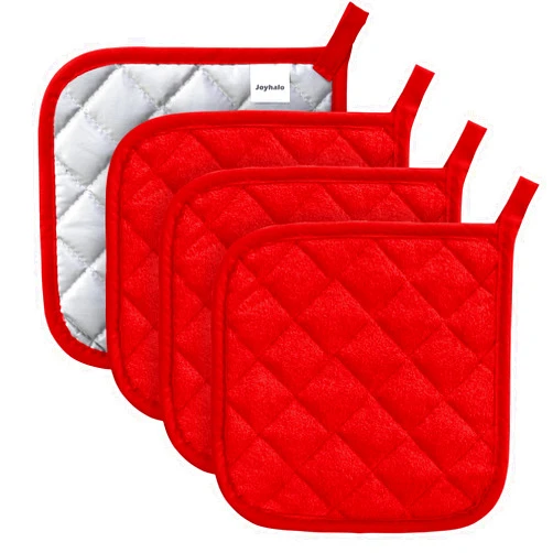 Joyhalo 4 Pack Pot Holders for Kitchen Heat Resistant Pot Holders Sets Oven Hot Pads Terry Cloth Pot Holders for Cooking Baking
