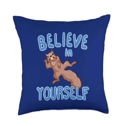 Character Alley Believe in Yourself Squirrel Throw Pillow, 18x18, Multicolor