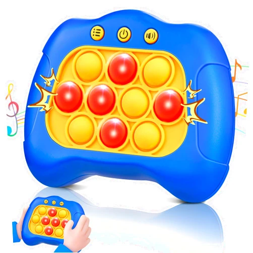 Aolgen Quick Push Game，Pop Game Fidget Toys, Fast Push Bubble Game, Handheld Puzzle Game Sensory Toys ，Light Up Push Pop Game for Kids 3-12 Girls and Boys Teens Adults Decompression (Blue)