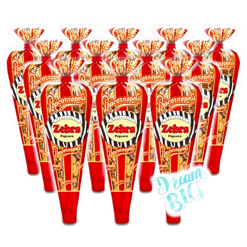 Generic Popcornopolis Gourmet Popcorn - 12 Zebra Corn Mini Cones - Small Storage Space Friendly & Great Stocking Stuffers! 32.4oz total and Exclusive Inspirational Sticker!