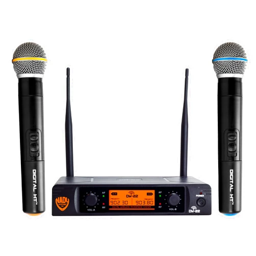 Nady DW-22 Dual Digital Wireless Handheld Microphone System – Dual fixed UHF frequency – Ultra-low latency with QPSK modulation - Dual XLR and mixed ¼” outputs