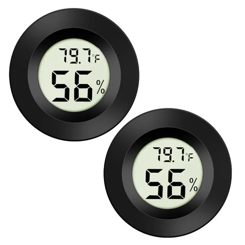 Thlevel 2-Pack Mini Digital Thermometer Hygrometer Indoor Room LCD Reptile Monitor Humidity Meter Gauge for Humidifiers Dehumidifiers Greenhouse Basement Babyroom