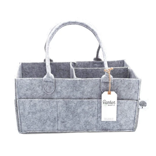 Parker Baby Co. Diaper Caddy - Nursery Storage Bin and Car Organizer for Diapers and Baby Wipes - Gray, Large