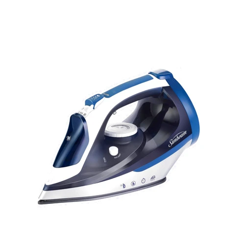 Sunbeam 1700W Steam Iron, 8' Retractable Cord, Variable Temperature Select, Non-Stick Soleplate, Dual Spray Mist, Horizontal or Vertical Shot of Steam Feature, 3-Way Auto-Off, Blue and White