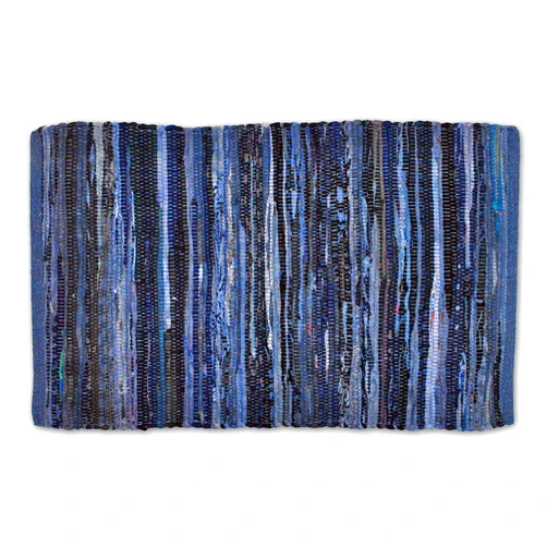 DII Chindi Home Collection Handwoven Multicolor Area Rag Run, 20x31.5, Nautical Blue